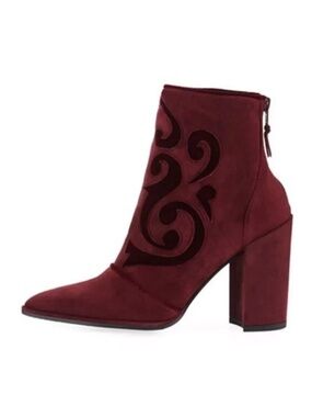 NIB - Made in Spain - Stuart Weitzman Suede Block Heel Bordx Bootie